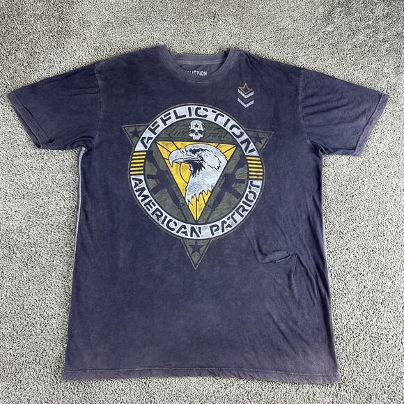 Affliction Shirt Mens 2XL American Patriot Bald Eagle Graphic Distressed USA Fla - Picture 1 of 12